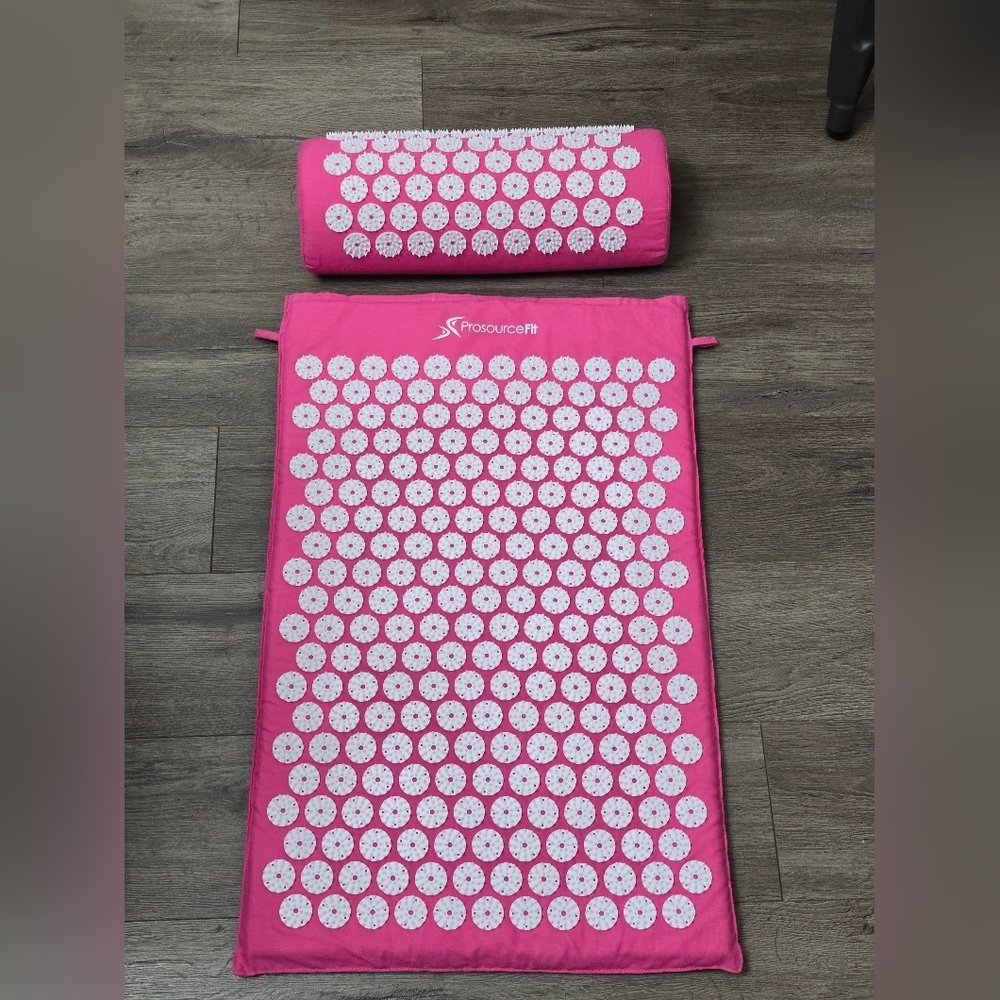 Prosource Fit Acupressure Mat & Pillow Pink White Set Of 2 EUC